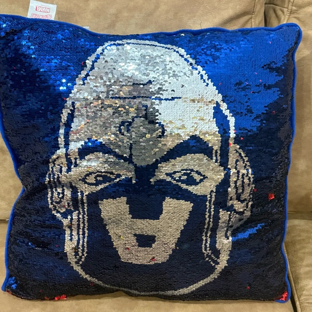 Marvel Avengers 16’’ inches reversible Sequin Pillow - Captain America Face